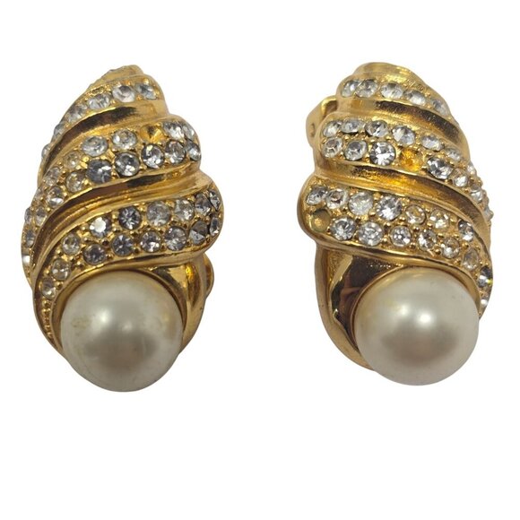 Vintage Christian Dior Gold Tone Clip On Earrings - Picture 1 of 3